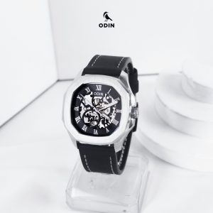 Đồng hồ ODIN Ghost x Dây da bò sáp đen lì (jet black)