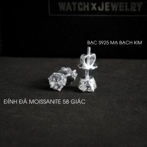Alternative view of Khuyên Bạc Ice-out Đá Moissanite Mạ Bạch Kim